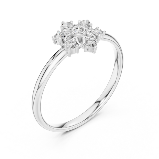 Round Moissanite Sunburst Floral Cluster Ring - view 4