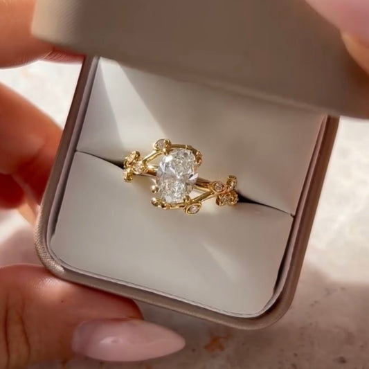 Nature Inspired Oval Cut Moissanite Vine Engagement Ring - view 2