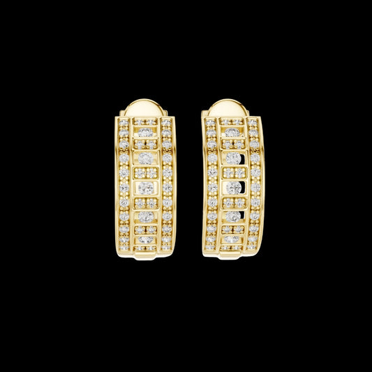 1.98 TCW Elite Channel Set Moissanite Diamond Hoop Earrings with Bold Gold Geometry For Love