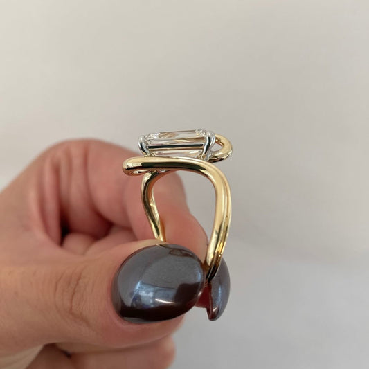 Emerald Cut Lab Diamond Bypass Engagement Ring - view 3
