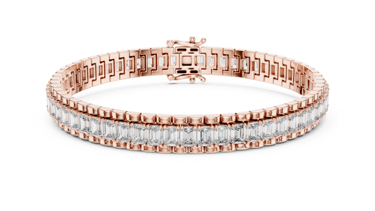 Emerald Cut Inline Tennis Bracelet Sleek Channel Setting - view 2