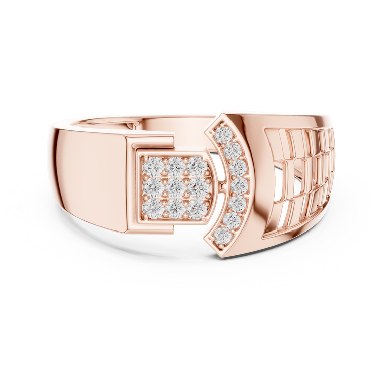 Round Cut Lab Grown Diamond Men's Square Cluster & Curved Arc Ring - view 2