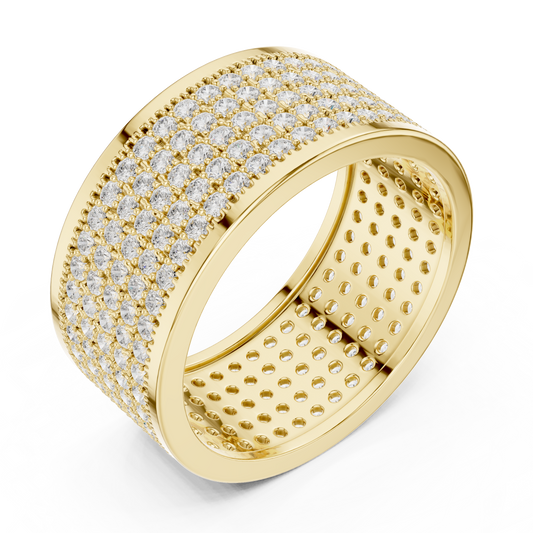 1.84 TCW Exquisite Multi Row Pavé Moissanite Diamond Statement Band in Radiant Luxury