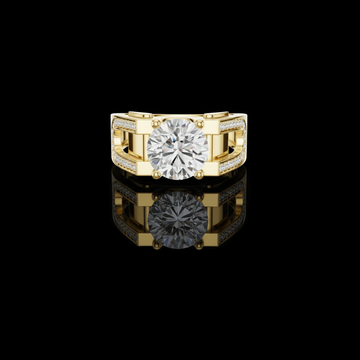1.5 CT Architectural Round Brilliant Lab Grown Diamond Ring with Pavé Accents