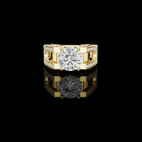 1.5 CT Architectural Round Brilliant Moissanite Diamond Ring with Pavé Accents
