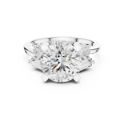 Round Brilliant Lab Diamond Ring with Side Stones - view 3
