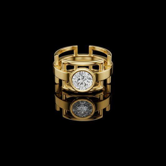 1.00 TCW Infinite Form Contemporary Ring with Bezel Set Round Moissanite Diamond