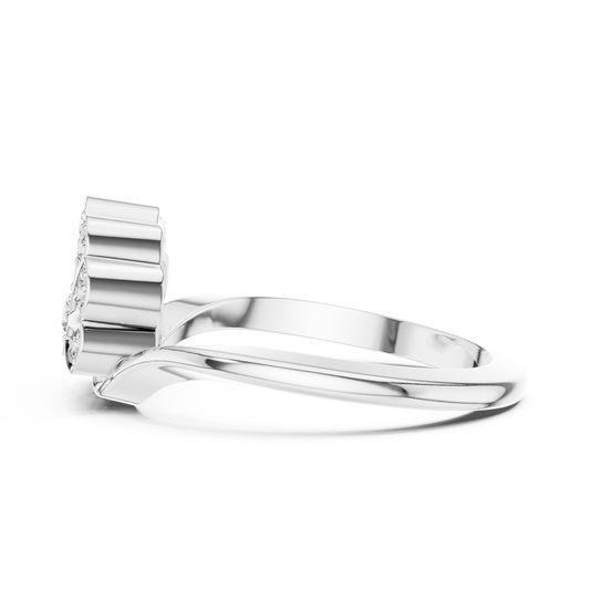 Art Deco Fan Ring with Bezel Set Round - view 4
