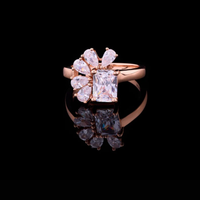Radiant Cut Floral Pear Lab Diamond Cluster Engagement Ring