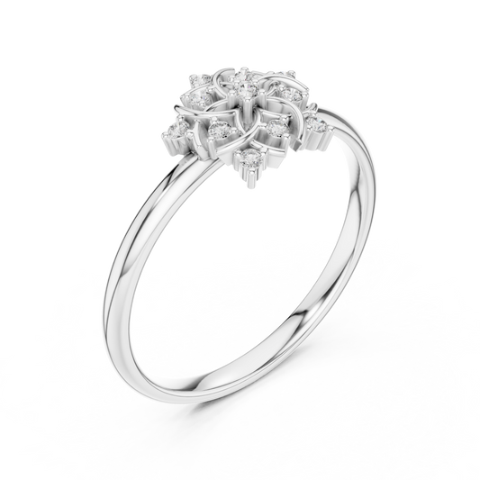 Round Moissanite Floral Cluster Promise Ring - view 4