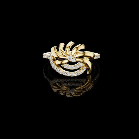 0.26 TCW Radiant Bloom Sculpted Floral Ring with Sparkling Lab Grown Diamond Accents