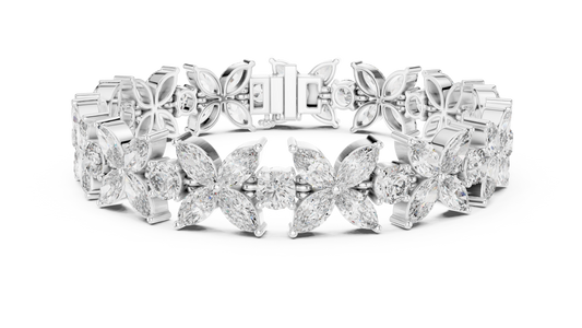 Marquise & Round Cut Floral Link Bracelet - view 3