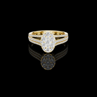 1.50 TCW Round Cluster Ring with Triple Row Pavé Lab Grown Diamond for Radiant Brilliance