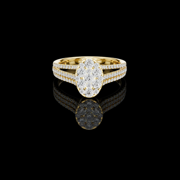 1.50 TCW Round Cluster Ring with Triple Row Pavé Lab Grown Diamond for Radiant Brilliance
