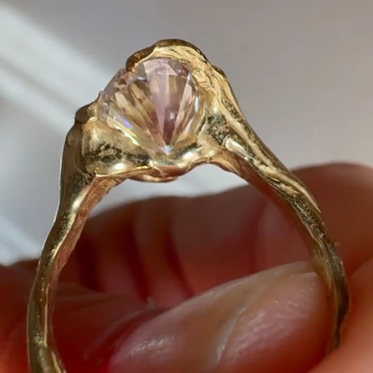 Oval Cut Moissanite Bezel Set Unique Style Solitaire Ring - view 4