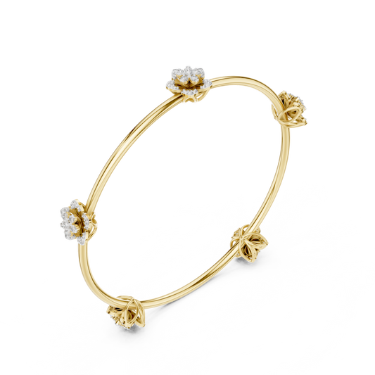 Floral Round Open Cuff Bangle Bracelet for Women - view 4