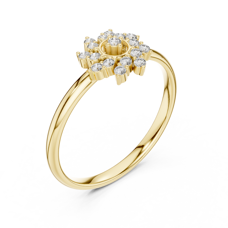Floral Inspired Round Moissanite Halo Anniversary Ring - view 2