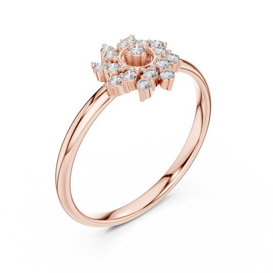 Floral Inspired Round Moissanite Halo Anniversary Ring - view 3