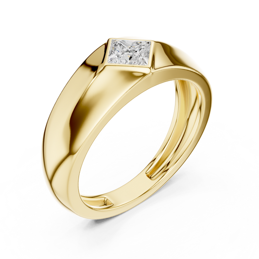 0.5 TCW Regal Prism Luxurious Band with Princess Cut Moissanite Diamond Inlay