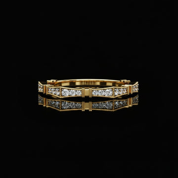 0.20 TCW Geometric Moissanite Diamond Accent Band with Vintage Inspired Detailing For Her