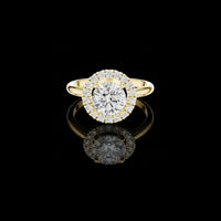 1.50 CT Bespoke Sparkle Round Cut Lab Grown Diamond Halo Ring in Gold By Ivevar
