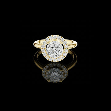 1.50 CT Bespoke Sparkle Round Cut Lab Grown Diamond Halo Ring in Gold By Ivevar