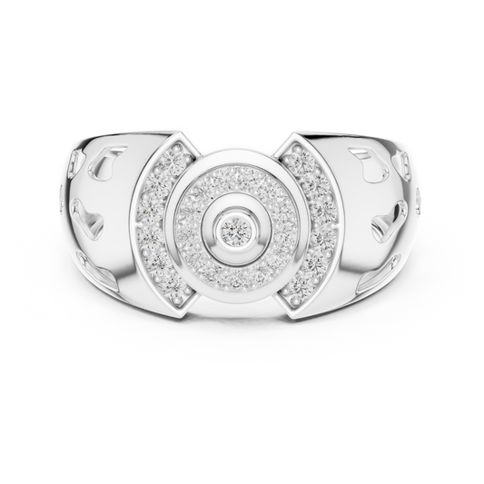 Round Cut Men's Medallion Arch Bracket Band - view 3