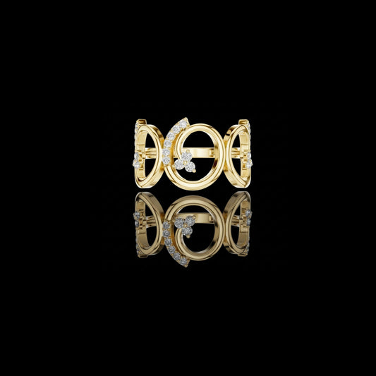 0.40 CT Stellar Circle Moissanite Diamond Ring with Minimalist Gold Design For For Cute Girl