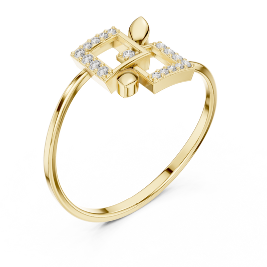Double Square Leaf Inspire Halo Moissanite Ring - view 2