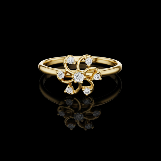 0.068 TCW Artistic Swirl Ring Accented with Moissanite Diamond A Radiant Bloom of Elegance