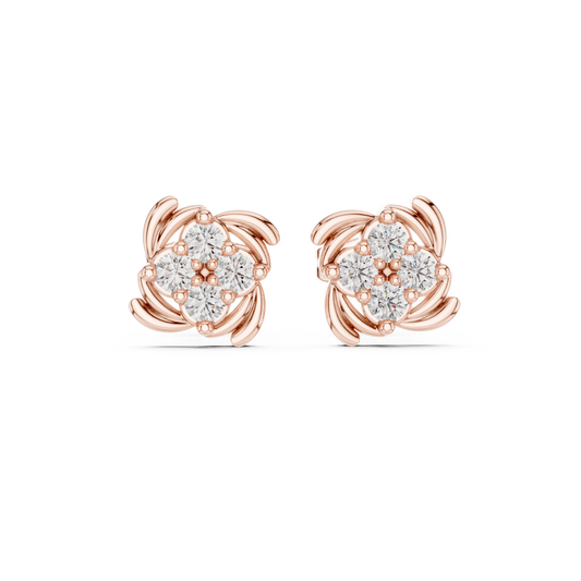 0.36 TCW Floral Inspired Moissanite Diamond Stud Earrings with Brilliant Round Cut For Daily Wear