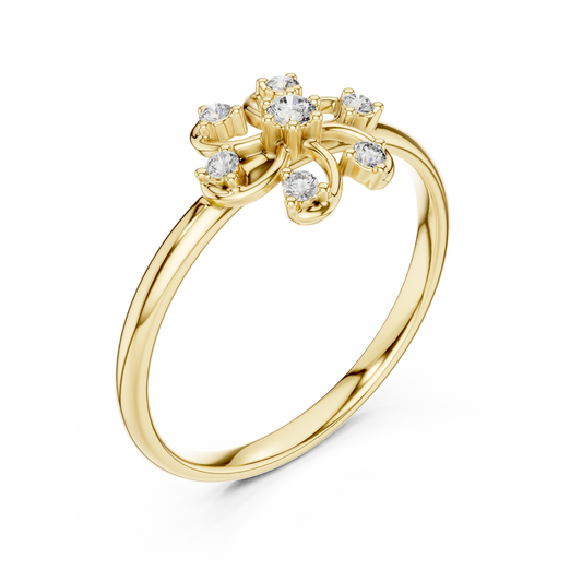0.2 TCW Artistic Swirl Ring Accented with Moissanite Diamond A Radiant Bloom of Elegance
