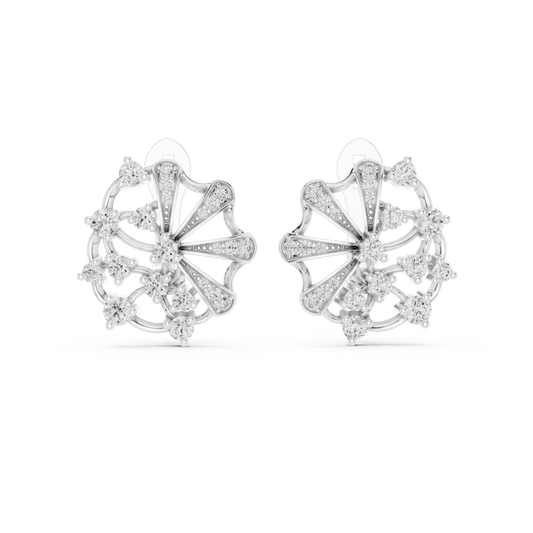 Floral Arc Round Geometric Flared Wheel Cluster Earrings - view 3