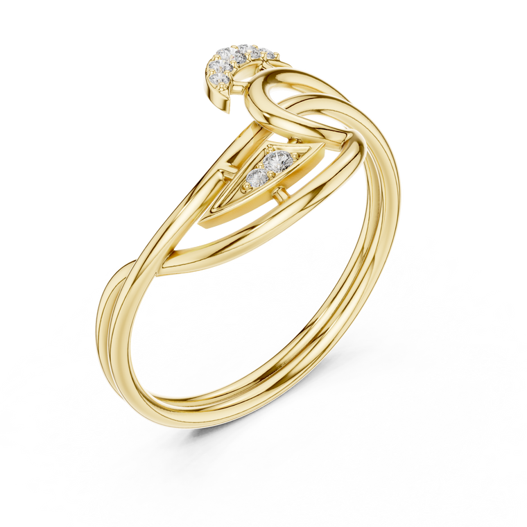 Round Cut Lab Diamond Abstract Bypass Open Minimal Ring - view 2