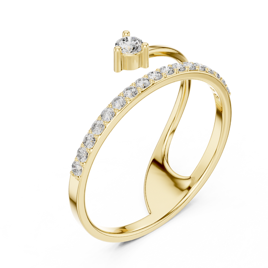 Round Cut Lab Diamond Open Wrap Pave Bypass Ring - view 2