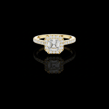 2.50 CT Beautiful Asscher Cut Lab Grown Diamond Halo Ring with Pave Set Diamond Band