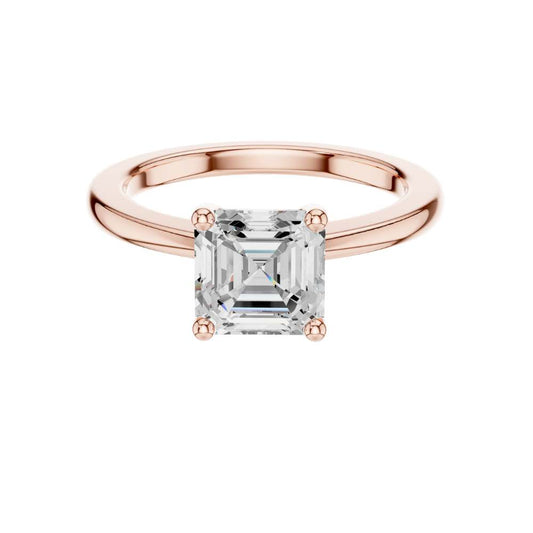 1.50 TCW Premium Asscher Cut Lab Grown Diamond Solitaire Ring in Polished Gold