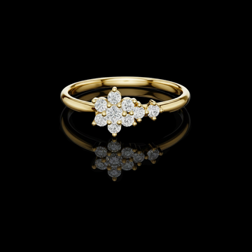 0.40 TCW Radiant Ring with an Asymmetrical Floral Lab Grown Diamond Cluster Design