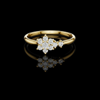 0.40 TCW Radiant Ring with an Asymmetrical Floral Moissanite Diamond Cluster Design