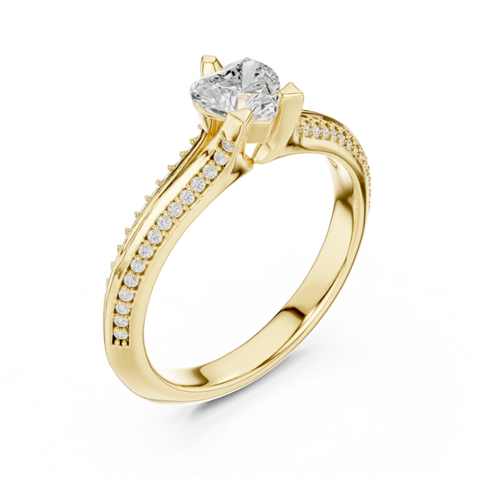 0.60 CT Aurora Heart Cut Diamond Ring with Pavé Round Lab Grown Diamond Band