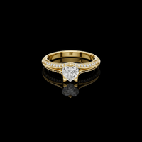 1.50 CT Aurora Heart Cut Diamond Ring with Pavé Round Moissanite Diamond Band
