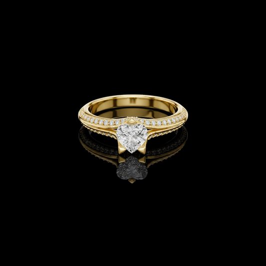 1.50 CT Aurora Heart Cut Diamond Ring with Pavé Round Lab Grown Diamond Band