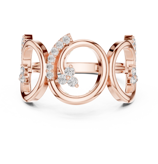 Open Circle Pavé Round Lab Diamond Geometric Statement Ring - view 2
