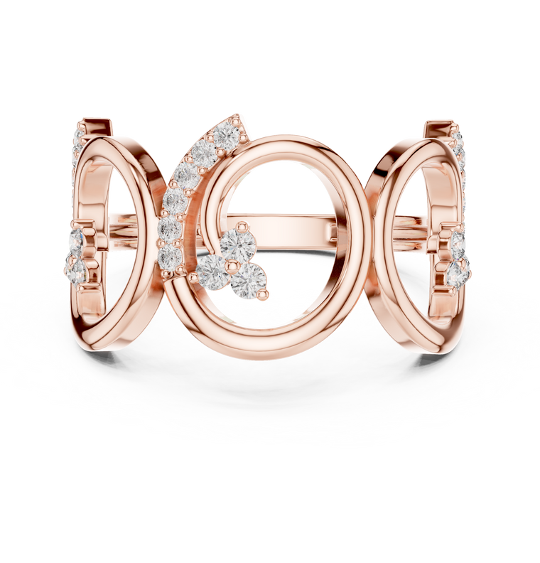 Open Circle Pavé Round Lab Diamond Geometric Statement Ring - view 2