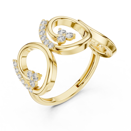 Open Circle Pavé Round Lab Diamond Geometric Statement Ring - view 4