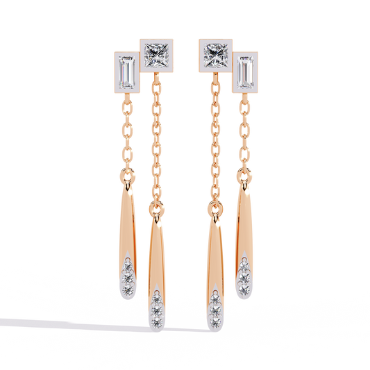 Cascade Dual Tone Chain Link Drop Earrings - view 2