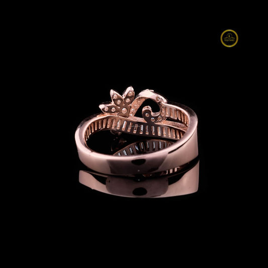 Floral Bypass Baguette and Round Moissanite Engagement Band - view 4