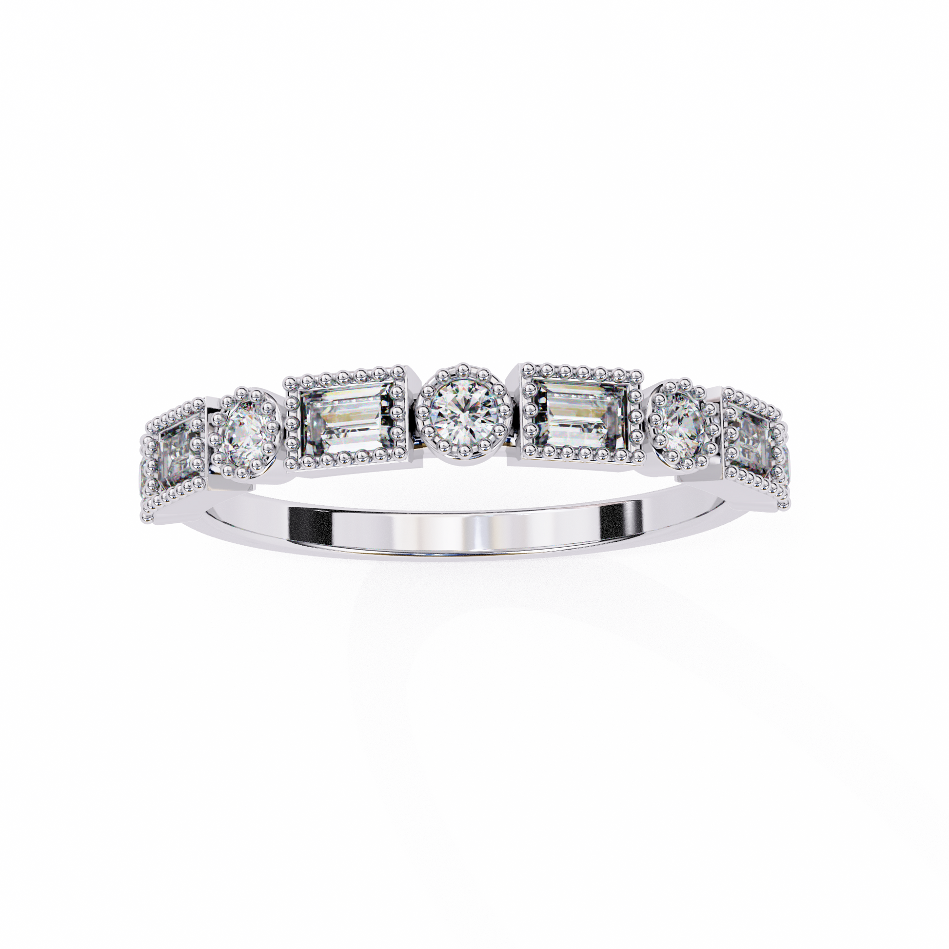 Diamond ring with a white gold band 