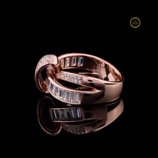 Baguette & Round Cut Lab Diamond Criss Cross Ring And Pave Band - view 3