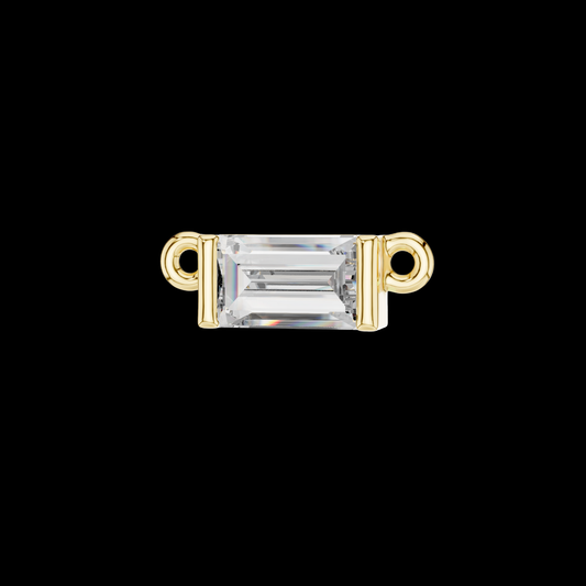 0.31 TCW Classic Sleek Gold Connector Bar Moissanite Pendant with Horizontally Set Baguette Cut Diamond